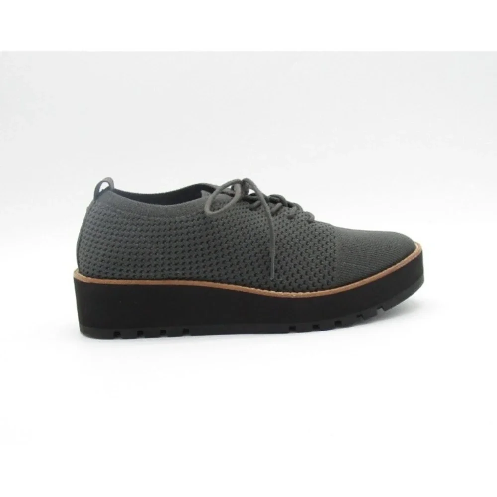 Eileen Fisher Eddy Gray Stretch Knit Platform Oxfords Womens Size 8.5